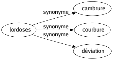 Synonyme de Lordoses : Cambrure Courbure Déviation 