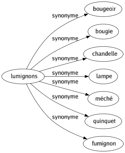 Synonyme de Lumignons : Bougeoir Bougie Chandelle Lampe Méché Quinquet Fumignon 