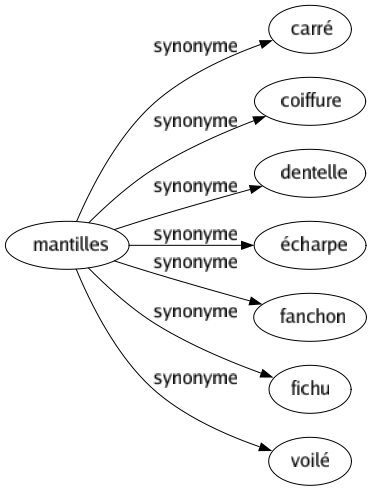 Synonyme de Mantilles : Carré Coiffure Dentelle Écharpe Fanchon Fichu Voilé 