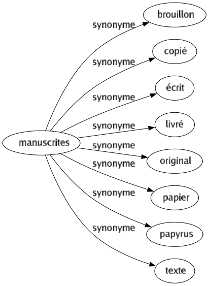 Synonyme de Manuscrites : Brouillon Copié Écrit Livré Original Papier Papyrus Texte 