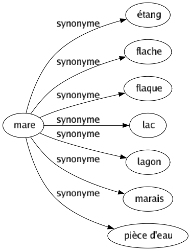 Synonyme de Mare : Étang Flache Flaque Lac Lagon Marais Pièce d'eau 