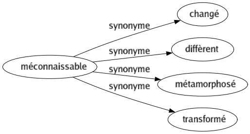 Synonyme de Méconnaissable : Changé Diffèrent Métamorphosé Transformé 