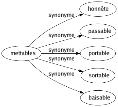 Synonyme de Mettables : Honnête Passable Portable Sortable Baisable 