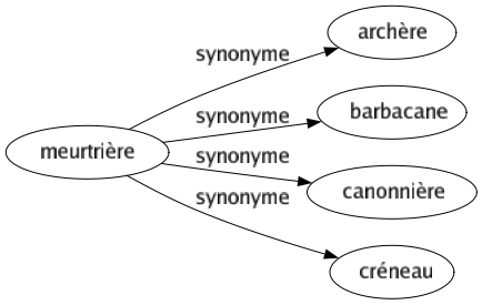 Synonyme de Meurtrière : Archère Barbacane Canonnière Créneau 