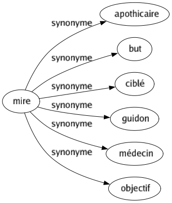 Synonyme de Mire : Apothicaire But Ciblé Guidon Médecin Objectif 