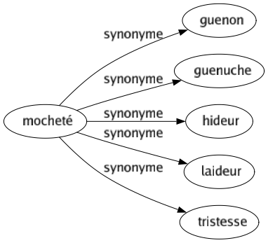Synonyme de Mocheté : Guenon Guenuche Hideur Laideur Tristesse 