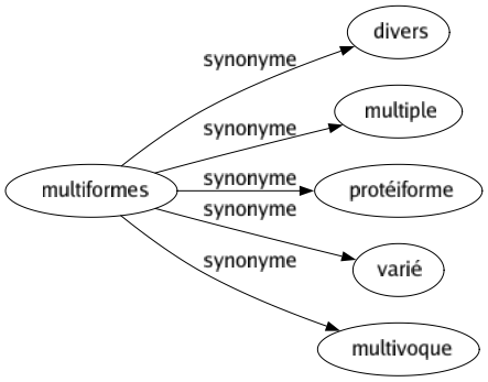 Synonyme de Multiformes : Divers Multiple Protéiforme Varié Multivoque 