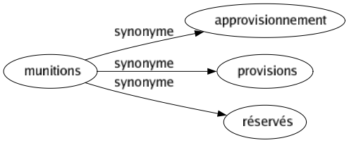 Synonyme de Munitions : Approvisionnement Provisions Réservés 