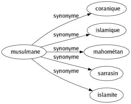 Synonyme de Musulmane : Coranique Islamique Mahométan Sarrasin Islamite 