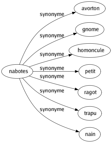 Synonyme de Nabotes : Avorton Gnome Homoncule Petit Ragot Trapu Nain 