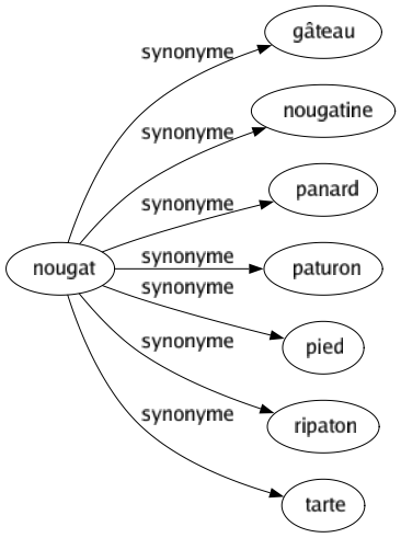 Synonyme de Nougat : Gâteau Nougatine Panard Paturon Pied Ripaton Tarte 