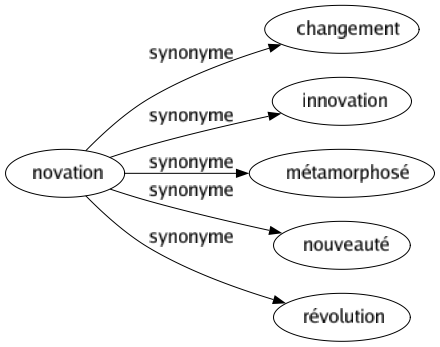 Synonyme de Novation : Changement Innovation Métamorphosé Nouveauté Révolution 