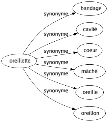 Synonyme de Oreillette : Bandage Cavité Coeur Mâché Oreille Oreillon 