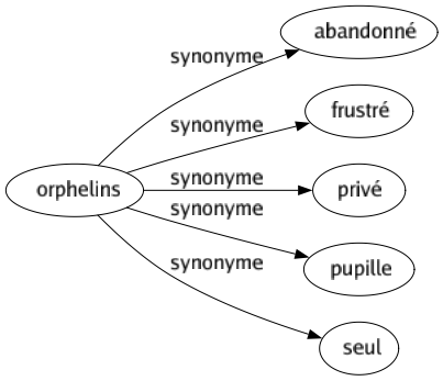 Synonyme de Orphelins : Abandonné Frustré Privé Pupille Seul 