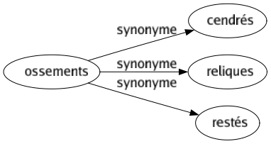 Synonyme de Ossements : Cendrés Reliques Restés 