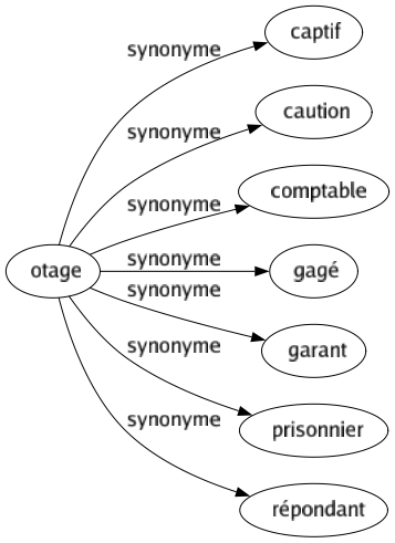 Synonyme de Otage : Captif Caution Comptable Gagé Garant Prisonnier Répondant 