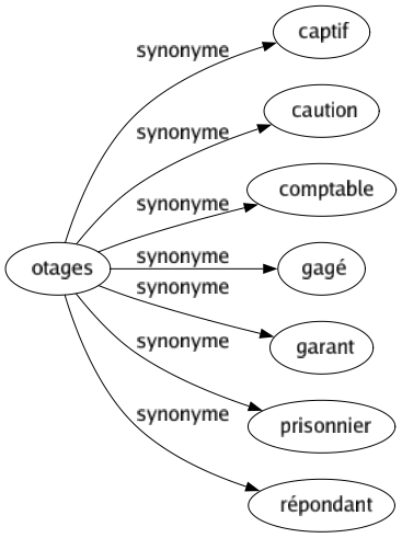 Synonyme de Otages : Captif Caution Comptable Gagé Garant Prisonnier Répondant 