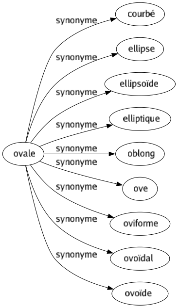 Synonyme de Ovale : Courbé Ellipse Ellipsoïde Elliptique Oblong Ove Oviforme Ovoïdal Ovoïde 