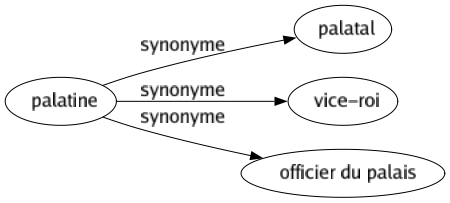 Synonyme de Palatine : Palatal Vice-roi Officier du palais 