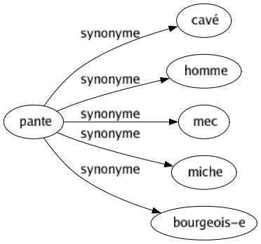 Synonyme de Pante : Cavé Homme Mec Miche Bourgeois-e 