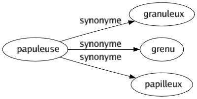 Synonyme de Papuleuse : Granuleux Grenu Papilleux 