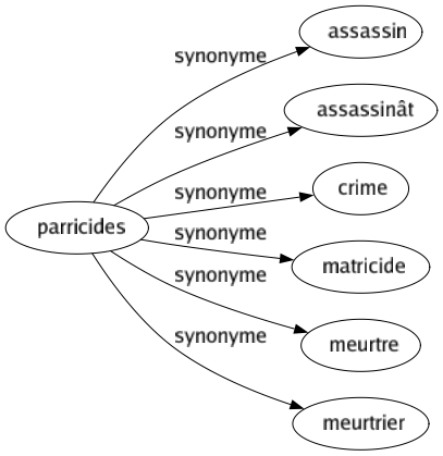 Synonyme de Parricides : Assassin Assassinât Crime Matricide Meurtre Meurtrier 