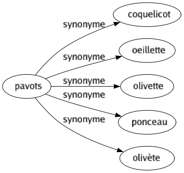 Synonyme de Pavots : Coquelicot Oeillette Olivette Ponceau Olivète 