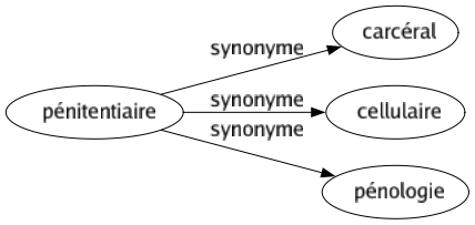 Synonyme de Pénitentiaire : Carcéral Cellulaire Pénologie 