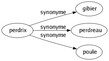 Synonyme de Perdrix : Gibier Perdreau Poule 