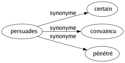 Synonyme de Persuades : Certain Convaincu Pénétré 