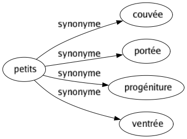 Synonyme de Petits : Couvée Portée Progéniture Ventrée 