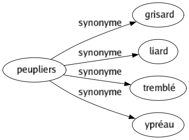 Synonyme de Peupliers : Grisard Liard Tremblé Ypréau 