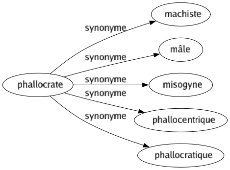 Synonyme de Phallocrate : Machiste Mâle Misogyne Phallocentrique Phallocratique 