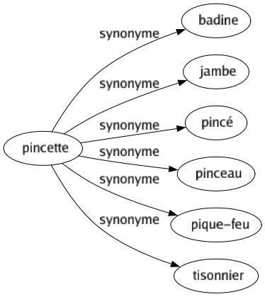 Synonyme de Pincette : Badine Jambe Pincé Pinceau Pique-feu Tisonnier 