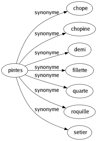 Synonyme de Pintes : Chope Chopine Demi Fillette Quarte Roquille Setier 