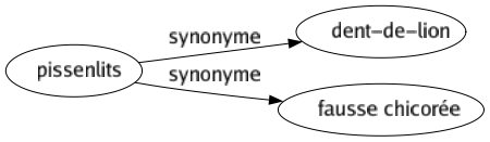 Synonyme de Pissenlits : Dent-de-lion Fausse chicorée 