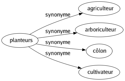 Synonyme de Planteurs : Agriculteur Arboriculteur Côlon Cultivateur 