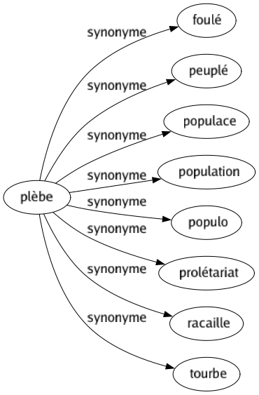 Synonyme de Plèbe : Foulé Peuplé Populace Population Populo Prolétariat Racaille Tourbe 