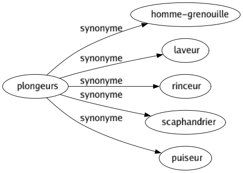 Synonyme de Plongeurs : Homme-grenouille Laveur Rinceur Scaphandrier Puiseur 