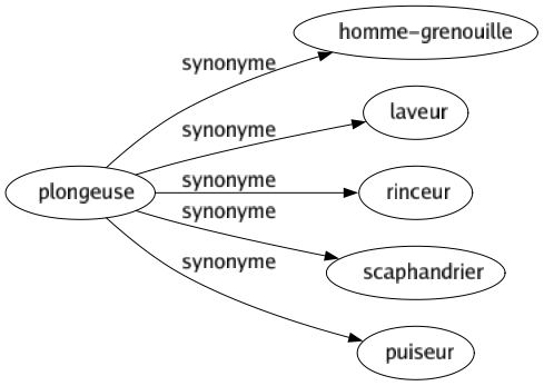 Synonyme de Plongeuse : Homme-grenouille Laveur Rinceur Scaphandrier Puiseur 