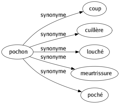 Synonyme de Pochon : Coup Cuillère Louché Meurtrissure Poché 