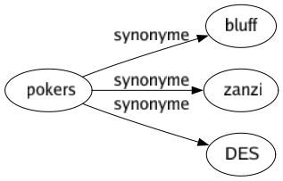 Synonyme de Pokers : Bluff Zanzi Des 