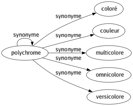 Synonyme de Polychrome : Coloré Couleur Multicolore Omnicolore Polychrome Versicolore 
