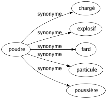 Synonyme de Poudre : Chargé Explosif Fard Particule Poussière 