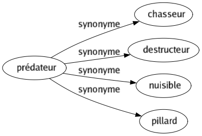 Synonyme de Prédateur : Chasseur Destructeur Nuisible Pillard 