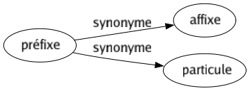 Synonyme de Préfixe : Affixe Particule 