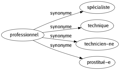 Synonyme de Professionnel : Spécialiste Technique Technicien-ne Prostitué-e 