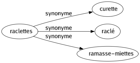 Synonyme de Raclettes : Curette Raclé Ramasse-miettes 