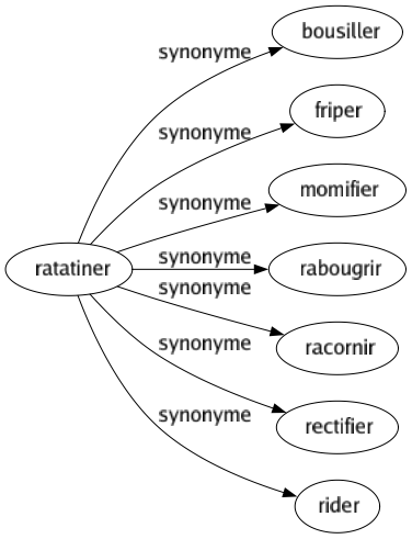 Synonyme de Ratatiner : Bousiller Friper Momifier Rabougrir Racornir Rectifier Rider 