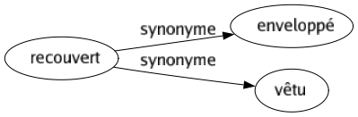 Synonyme de Recouvert : Enveloppé Vêtu 